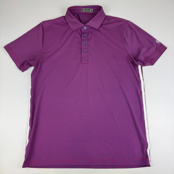 G/FORE Golf Mens Size M Polo Shirt Red Blue Micro Stripe *Read Description - Picture 1 of 6
